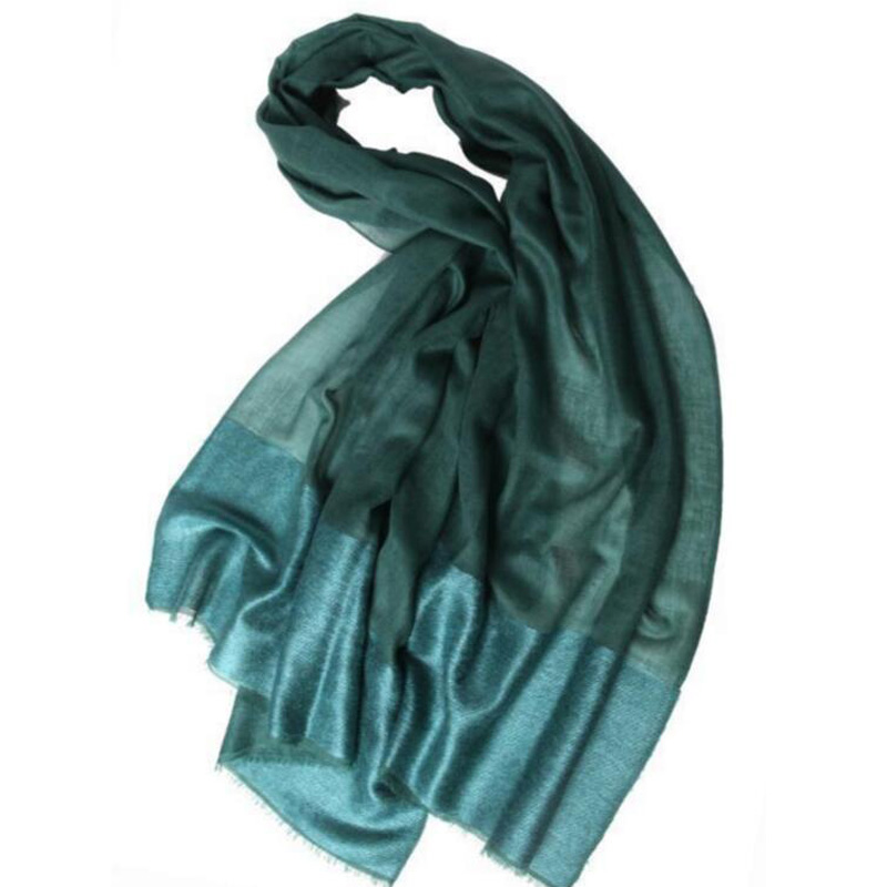 Pure Cashmere Scarves Peacock Green Bicolor Infinity Women Winter Scarf